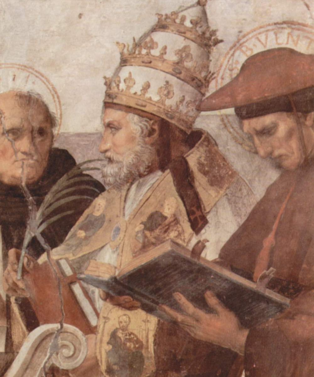 Zidna freska s Thomom Akvinskim, papom Inocentom III. i Bonaventurom
