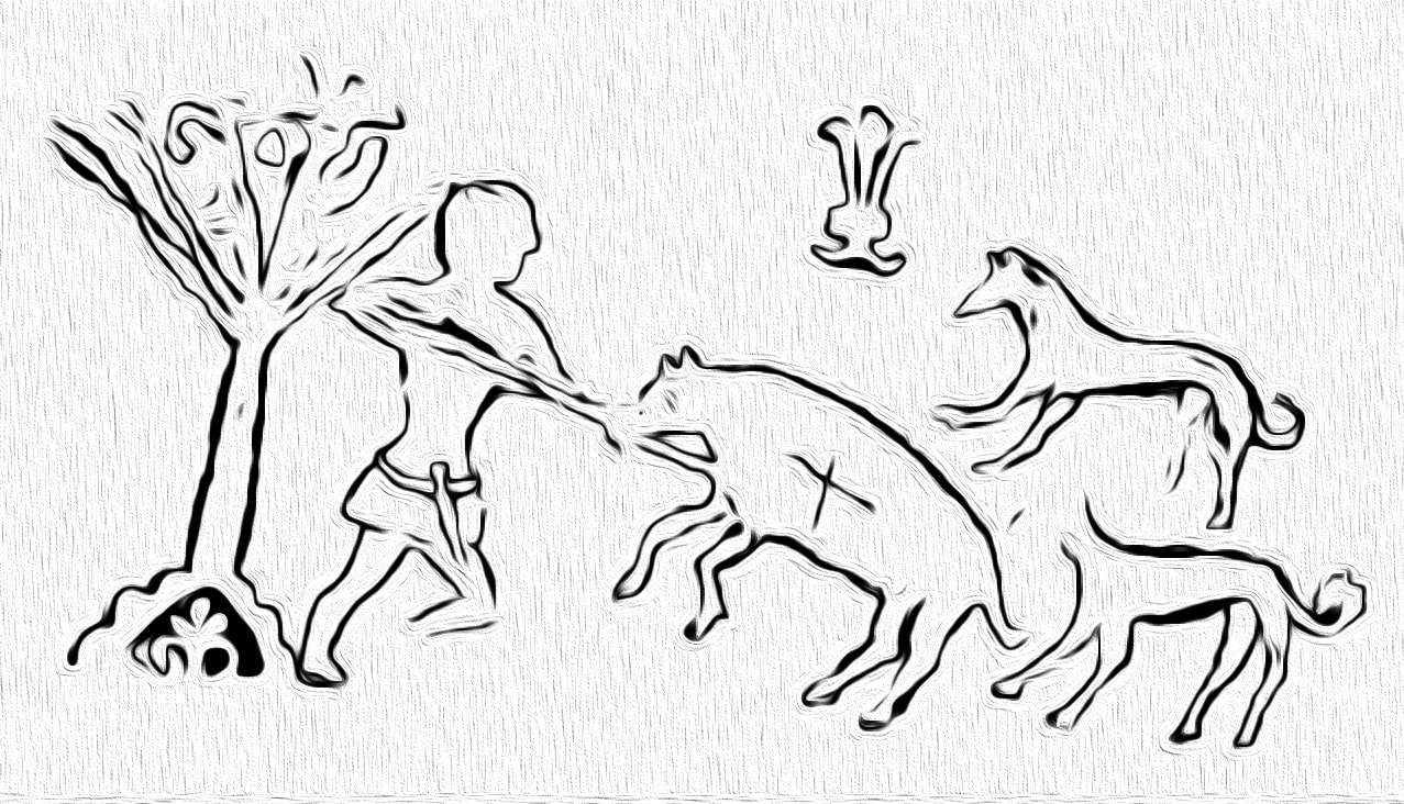 Divlju životinju s križem progone psi, lovac je probode kopljem – na stećku u Donjoj Zgošči, Kakanj kod Visokog