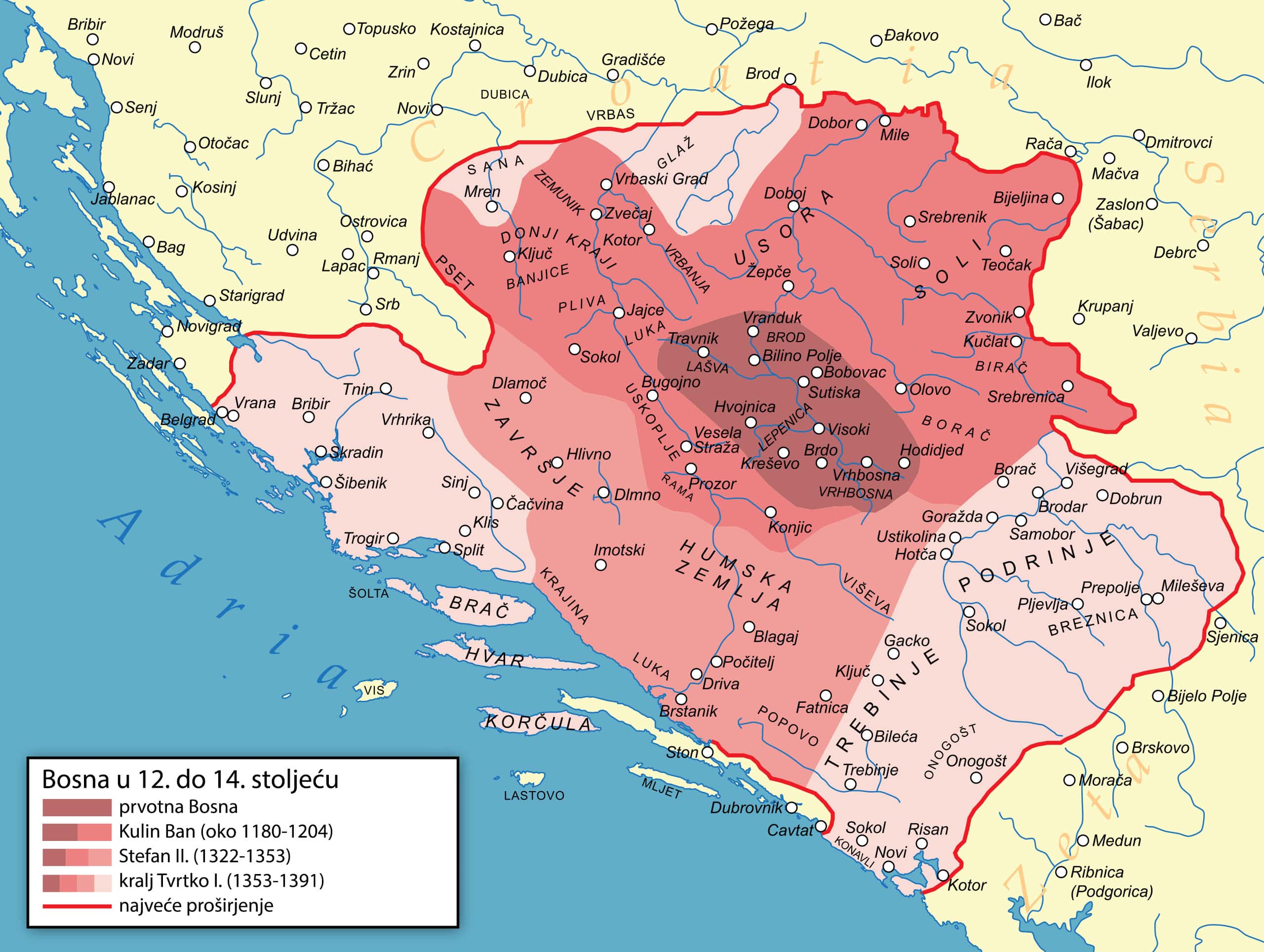 Proširenje Kraljevine Bosne od 12. do 14. stoljeća
