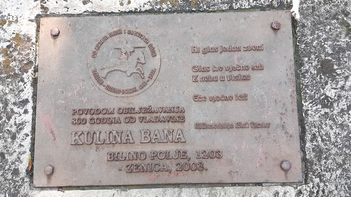 Spomen ploča Kulina bana u parku Zenica